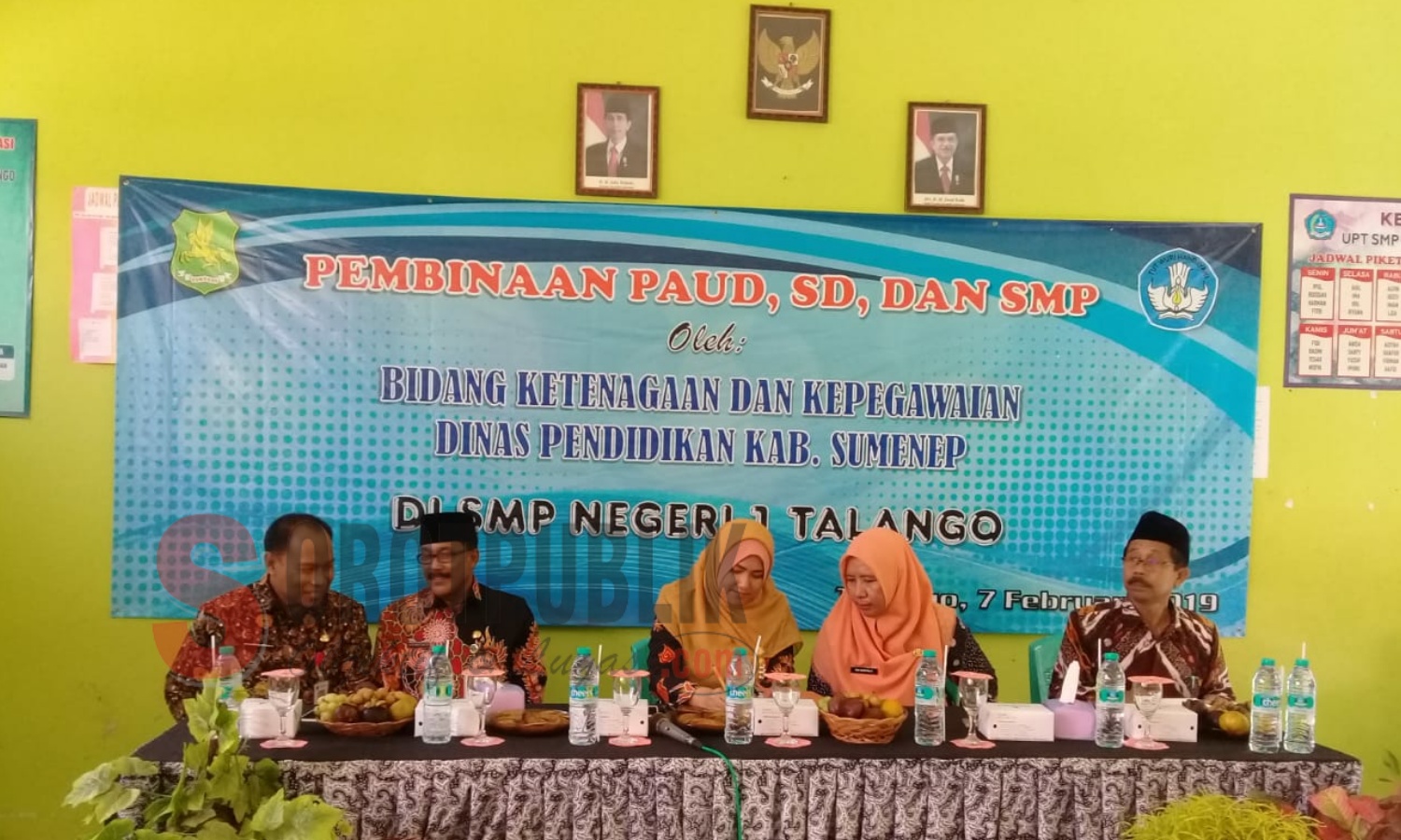 Kegiatan Pembinaan Guru PAUD, SD, dan SMP oleh Bidang Pembinaan Ketenagaan Disdik Sumenep di SMPN 1 Talango. (Foto: Yusa'/SorotPublik)