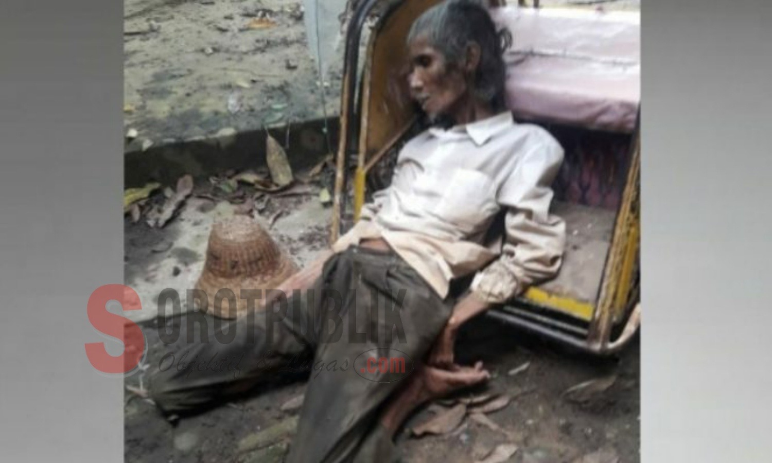 Saini (60), kakek yang ditemukan meninggal di depan becaknya di sebelah timur Hotel Sumekar Sumenep. (Foto: Heri/SorotPublik)