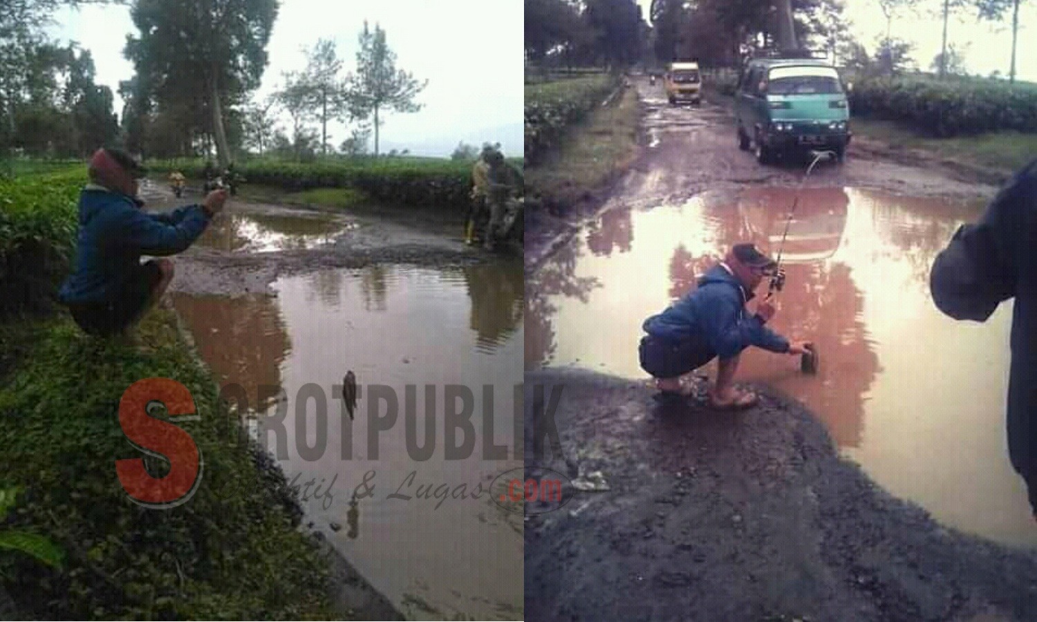 Kondisi Jalan Malabar Desa Banjarsari, Kecamatan Pangalengan, Kabupaten Bandung rusak parah dan dikeluhkan warga. (Foto: Cecep/SorotPublik)