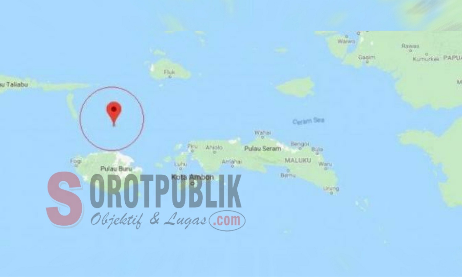 Titik gempa yang mengguncang Pulau Buru, Maluku. (Foto: BMKG/SorotPublik)