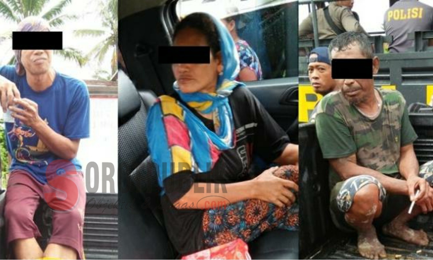 Tiga orang penambang liar di Gunung Botak diamankan dan dibawa ke Polres Pulau Buru. (Foto: Adam S/SorotPublik)