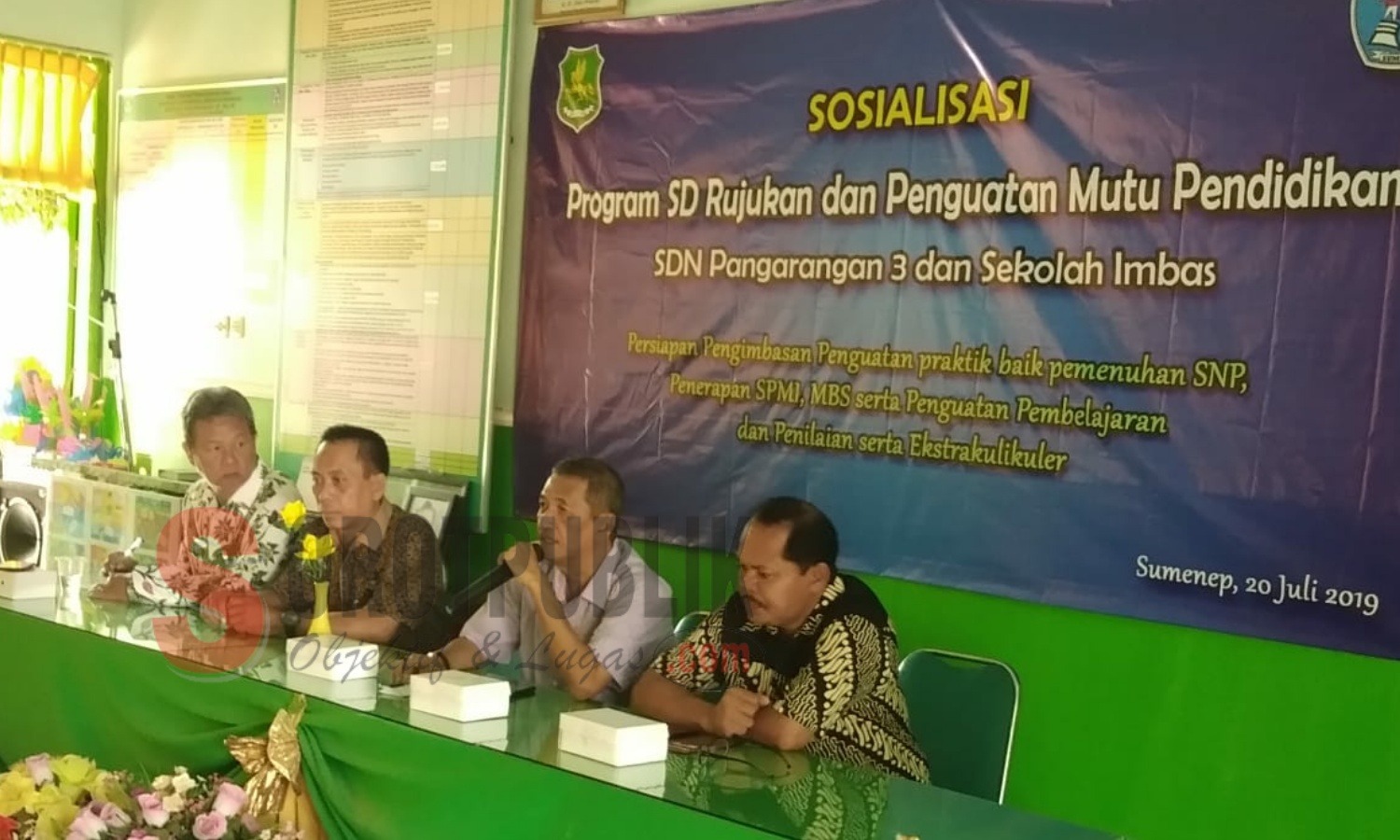 Sosialisasi Program SD Rujukan dan Penguatan Mutu Pendidikan di SDN Pangarangan III, Sumenep, Sabtu (20/07/2019). (Foto: Jeni for SorotPublik)